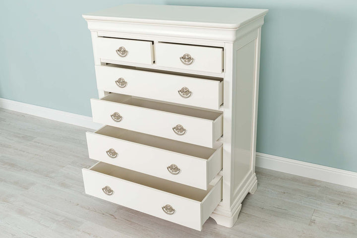 Paris Soft White 2 Over 4 Drawer Chest of Drawers - B GRADE - The Oak Bed Store