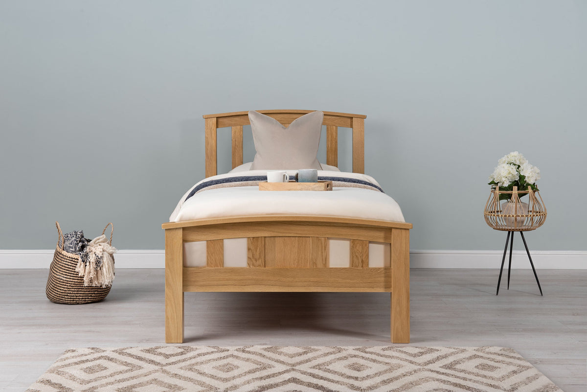Royal Ascot Solid Natural Oak Bed Frame - 3ft Single - The Oak Bed Store