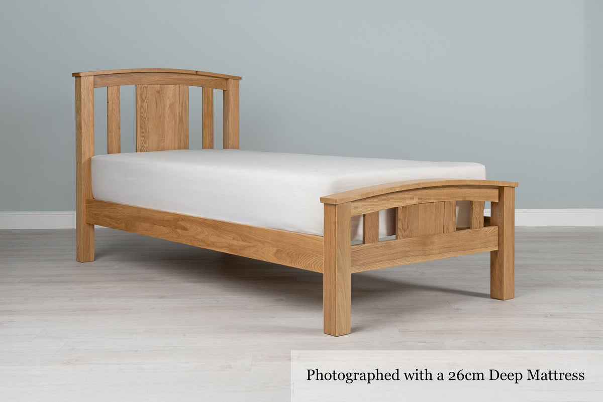 Royal Ascot Solid Natural Oak Bed Frame - 3ft Single - The Oak Bed Store