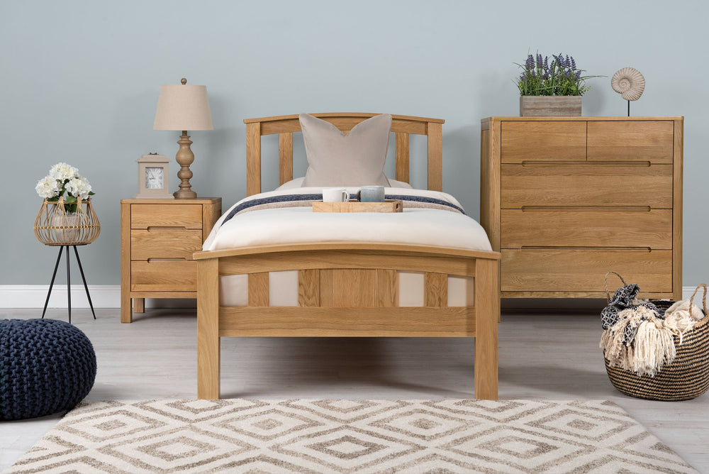Royal Ascot Solid Natural Oak Bed Frame - 3ft Single - The Oak Bed Store