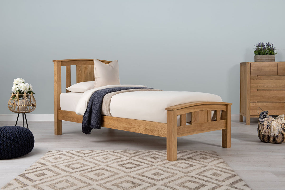Royal Ascot Solid Natural Oak Bed Frame - 3ft Single - The Oak Bed Store