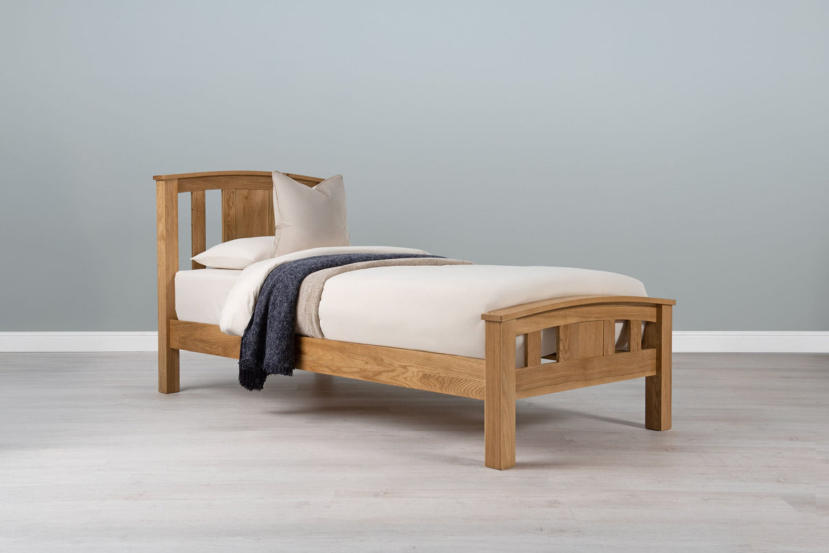 Royal Ascot Solid Natural Oak Bed Frame - 3ft Single - The Oak Bed Store