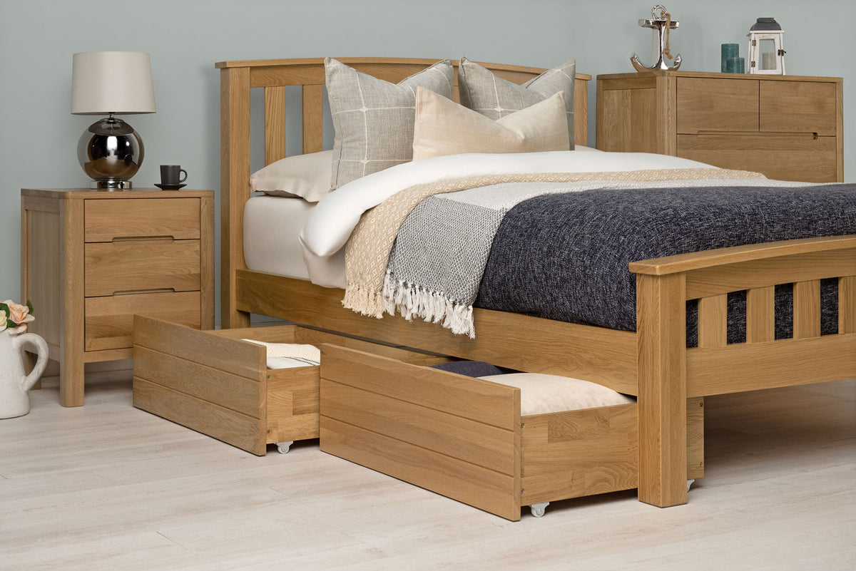 Royal Ascot Solid Natural Oak Bed Frame - 4ft6 Double - The Oak Bed Store