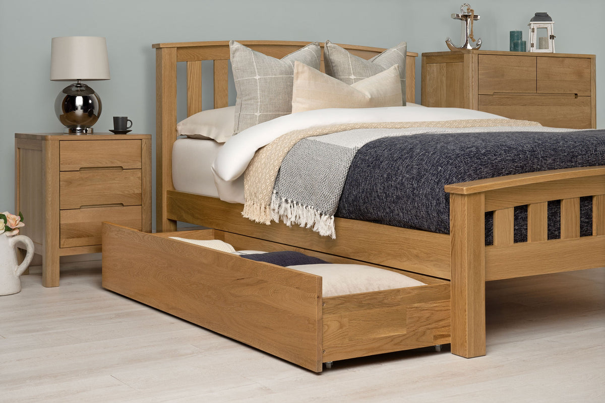 Royal Ascot Solid Natural Oak Bed Frame - 4ft6 Double - The Oak Bed Store