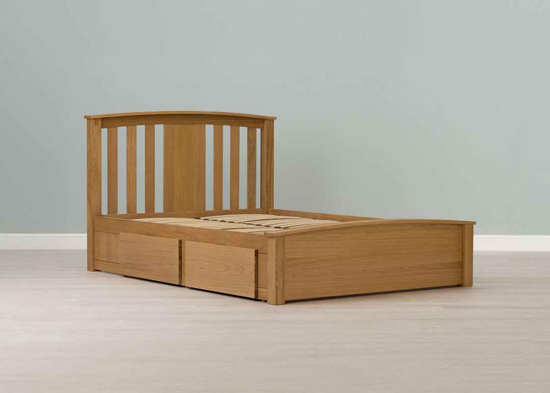 Royal Ascot Solid Natural Oak Storage Bed Frame - 4ft6 Double - The Oak Bed Store