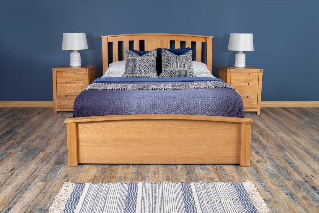 Royal Ascot Solid Natural Oak Storage Bed Frame - 4ft6 Double - The Oak Bed Store