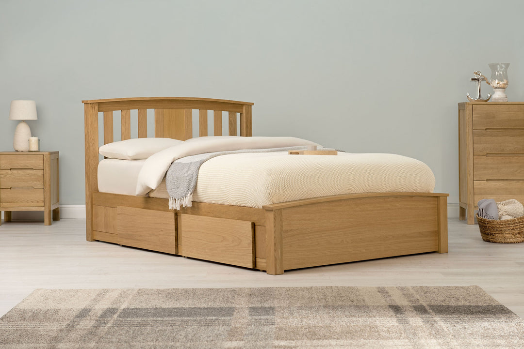 Royal Ascot Solid Natural Oak Storage Bed Frame - 5ft King Size - The Oak Bed Store
