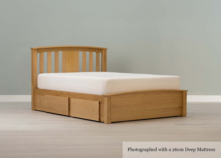Royal Ascot Solid Natural Oak Storage Bed Frame - 5ft King Size - The Oak Bed Store