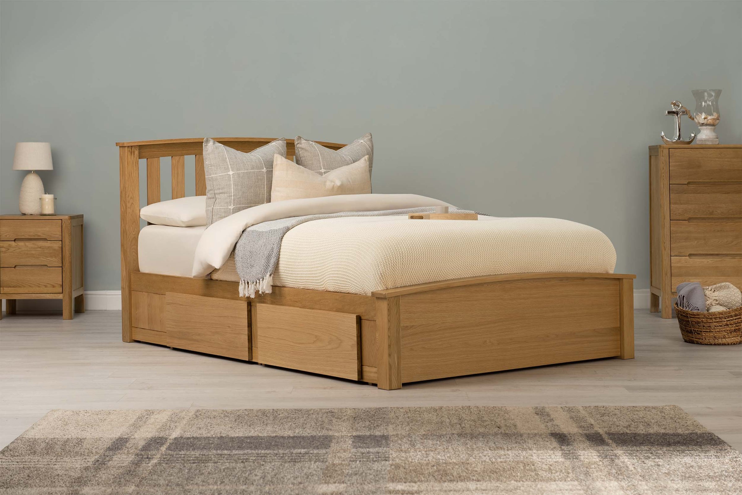 Royal Ascot Solid Natural Oak Storage Bed Frame - 6ft Super King - The Oak Bed Store