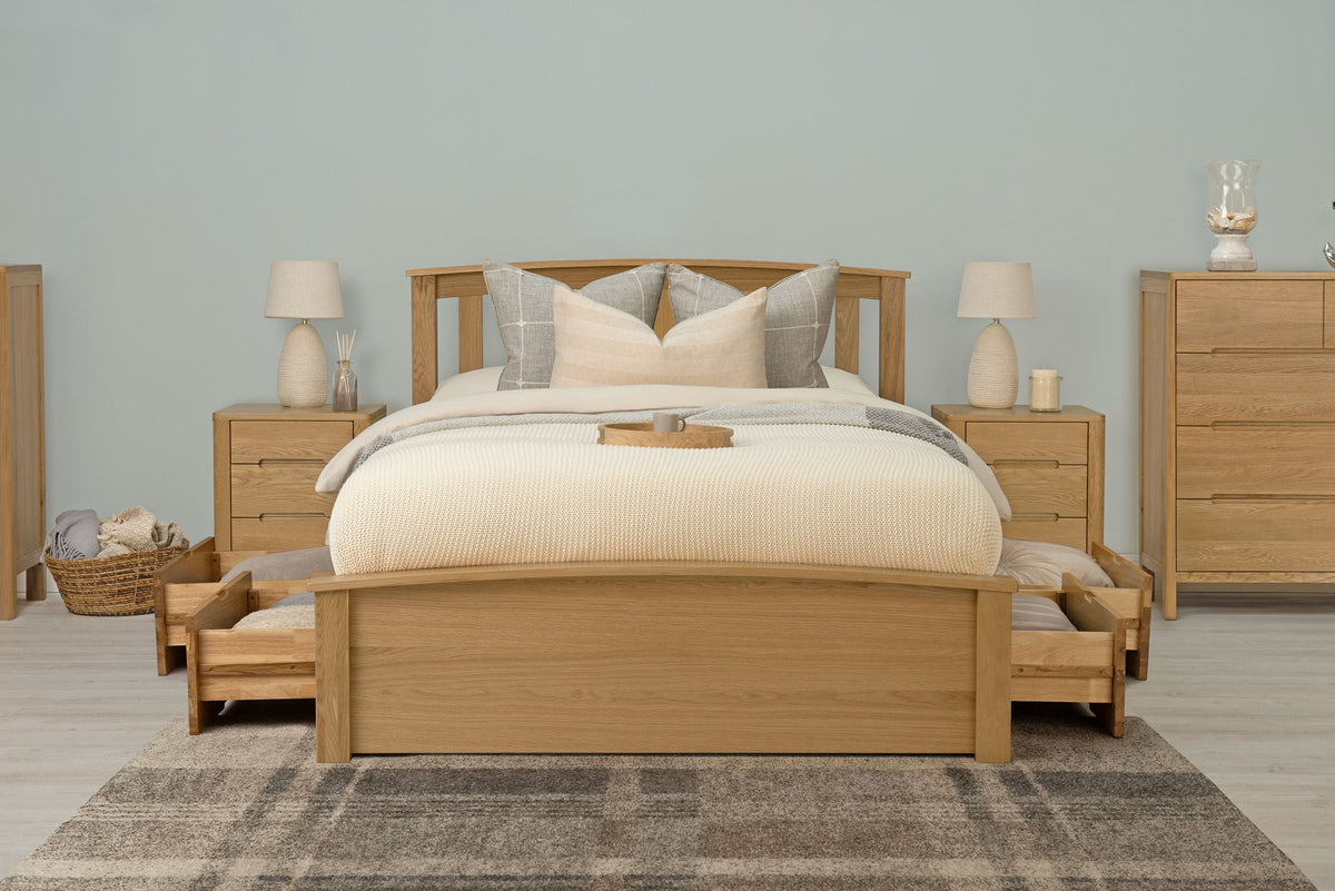 Royal Ascot Solid Natural Oak Storage Bed Frame - 6ft Super King - The Oak Bed Store
