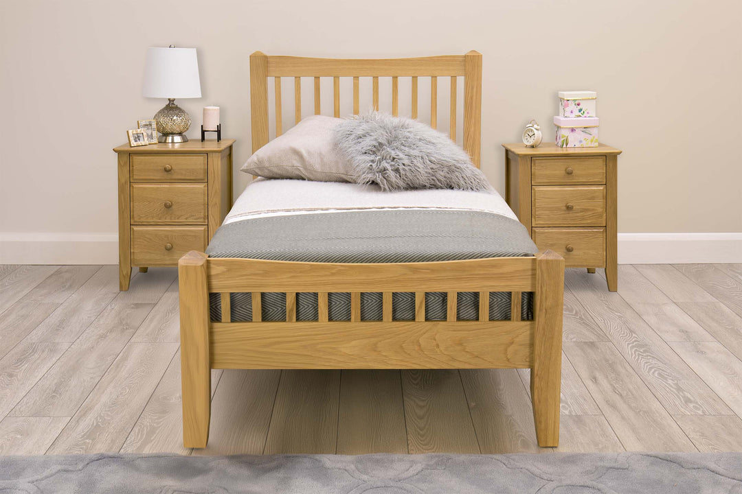 Salisbury Solid Natural Oak Bed Frame - 3ft Single - The Oak Bed Store