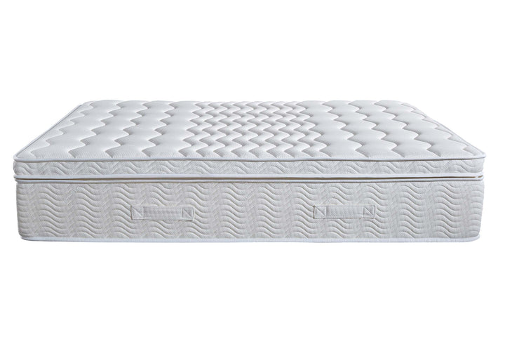 The Flow Drift Cloud 2000 mattress side view with integrated carry handles and quilted fabric