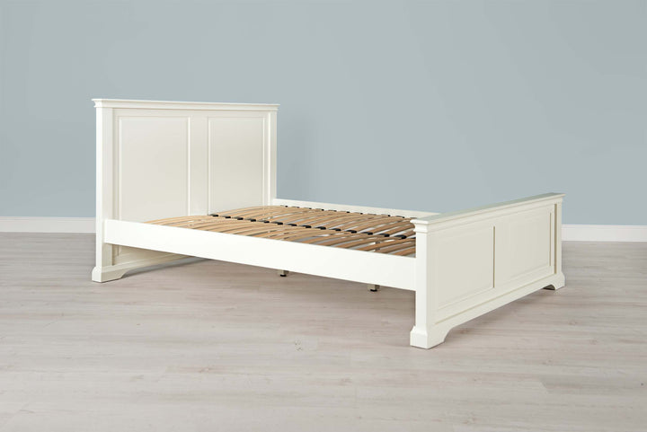 Westcott Soft White Solid Wood Bed Frame - 4ft6 Double - B Grade - The Oak Bed Store