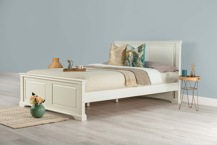 Westcott Soft White Solid Wood Bed Frame - 4ft6 Double - B Grade - The Oak Bed Store