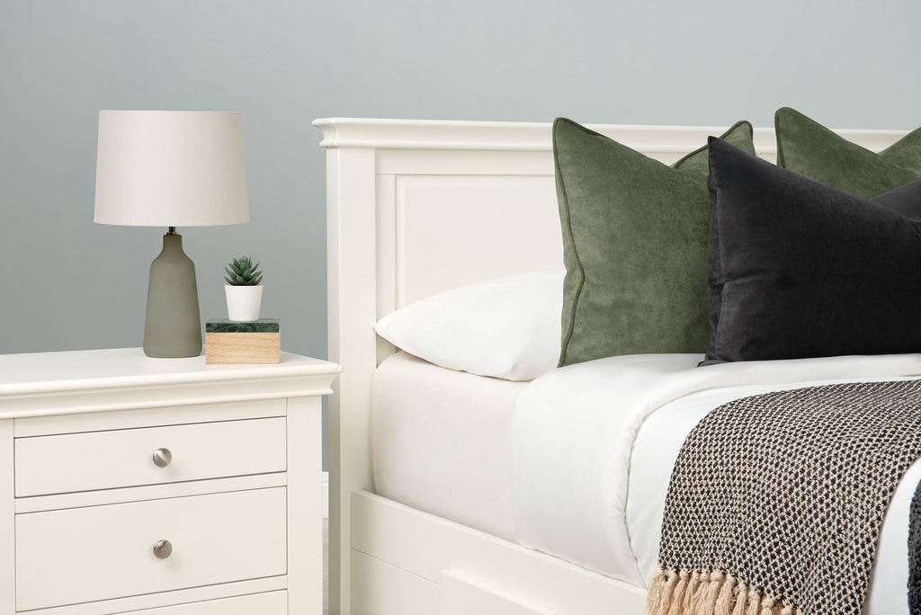 Westcott Soft White Solid Wood Storage Bed Frame - 4ft6 Double - The Oak Bed Store