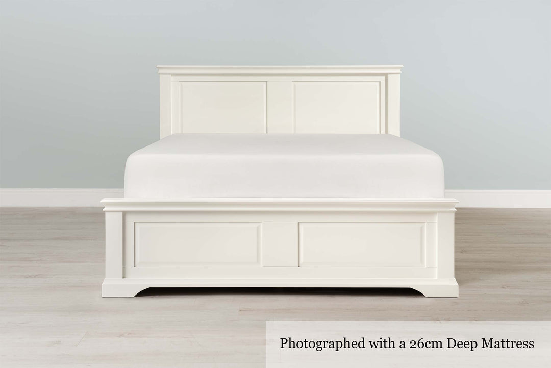 Westcott Soft White Solid Wood Storage Bed Frame - 4ft6 Double - The Oak Bed Store