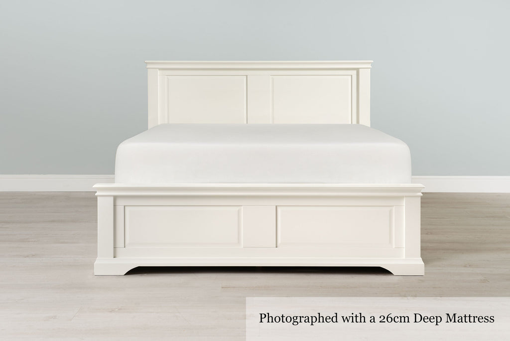 Westcott Soft White Solid Wood Storage Bed Frame - 4ft6 Double - The Oak Bed Store