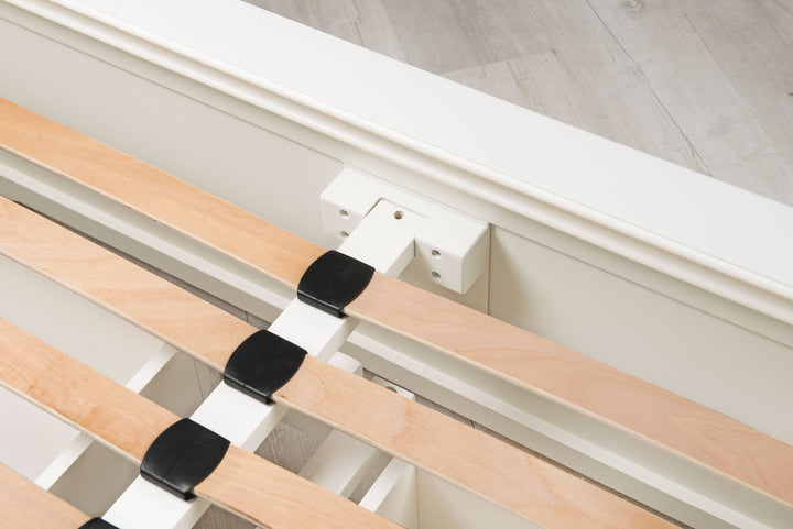 Westcott Soft White Solid Wood Storage Bed Frame - 4ft6 Double - The Oak Bed Store
