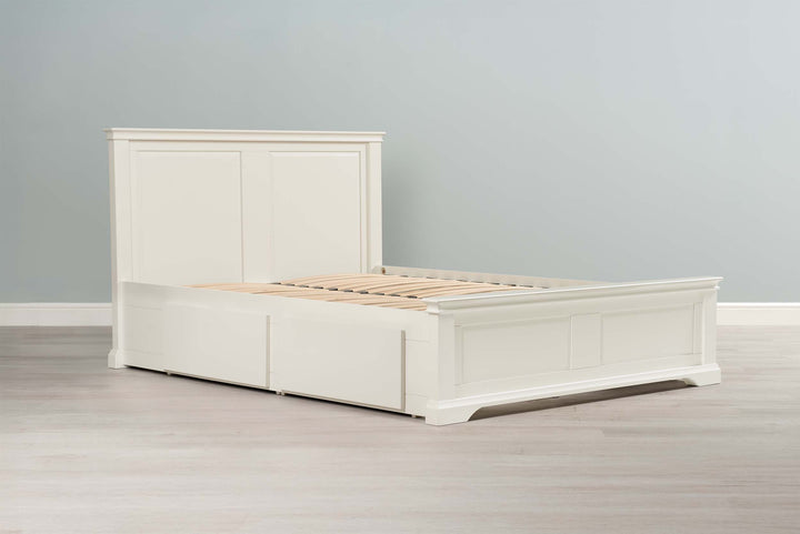Westcott Soft White Solid Wood Storage Bed Frame - 5ft King Size - The Oak Bed Store