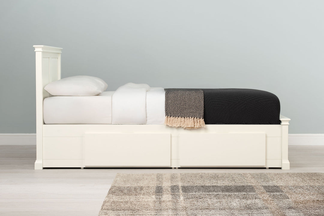 Westcott Soft White Solid Wood Storage Bed Frame - 5ft King Size - The Oak Bed Store