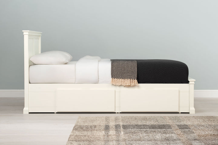 Westcott Soft White Solid Wood Storage Bed Frame - 6ft Super King - The Oak Bed Store