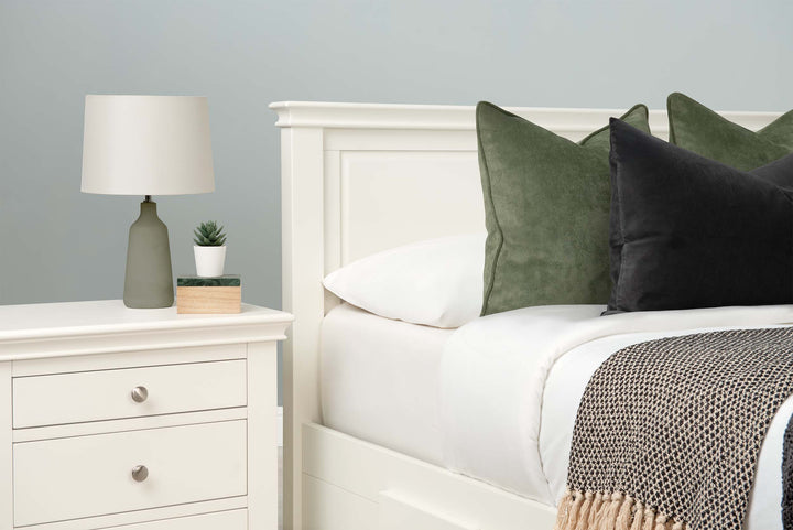 Westcott Soft White Solid Wood Storage Bed Frame - 6ft Super King - The Oak Bed Store