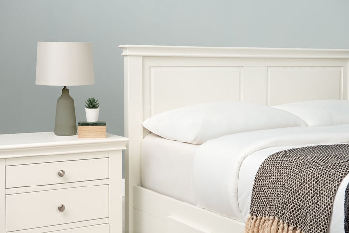 Westcott Soft White Solid Wood Storage Bed Frame - 6ft Super King - The Oak Bed Store