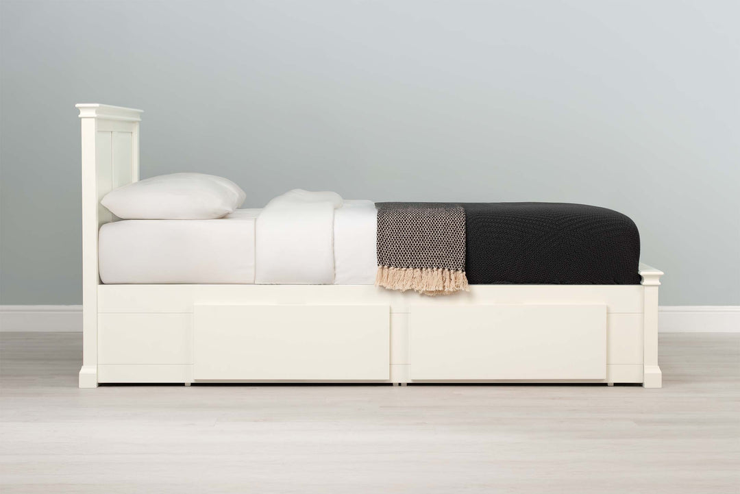 Westcott Soft White Solid Wood Storage Bed Frame - 6ft Super King - The Oak Bed Store