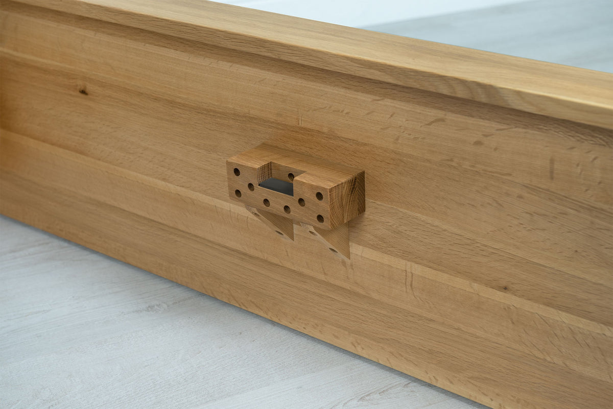 Wilmore Solid Natural Oak Ottoman Storage Bed Frame - 6ft Super King - The Oak Bed Store