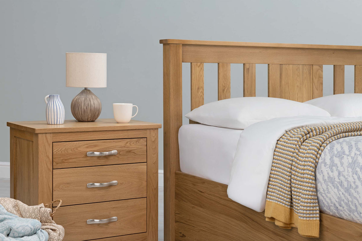Wilmore Solid Natural Oak Ottoman Storage Bed Frame - 6ft Super King - The Oak Bed Store