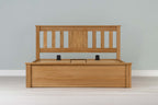 Wilmore Solid Natural Oak Ottoman Storage Bed Frame - 6ft Super King - The Oak Bed Store