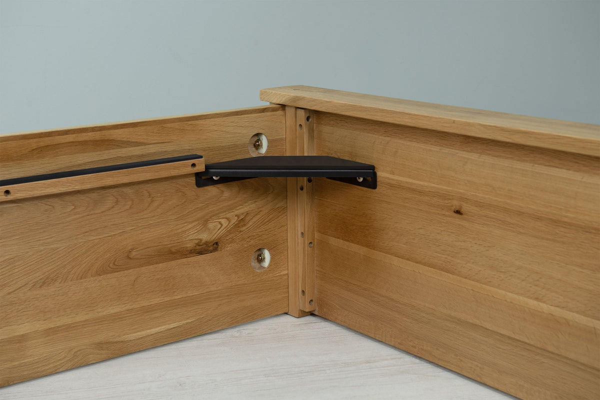 Wilmore Solid Natural Oak Ottoman Storage Bed Frame - 6ft Super King - The Oak Bed Store