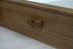 Wilmore solid rustic oak super king ottoman bed close-up of the support block fixed to the footboard