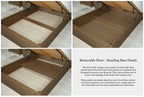 Wilmore solid rustic oak super king ottoman bed storage area with optional removable plywood base panels that sit on the floor