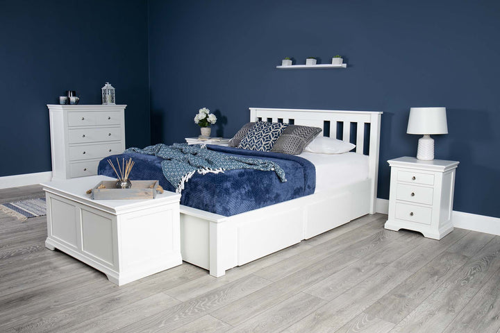 Wimbledon Soft White Solid Wood Storage Bed - 6ft Super King - B GRADE - The Oak Bed Store