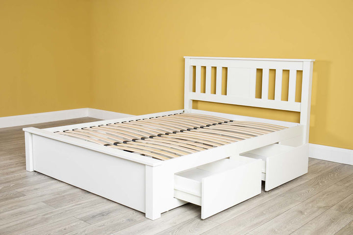 Wimbledon Soft White Solid Wood Storage Bed - 6ft Super King - B GRADE - The Oak Bed Store