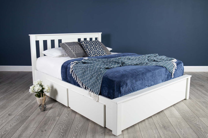 Wimbledon Soft White Solid Wood Storage Bed - 6ft Super King - B GRADE - The Oak Bed Store