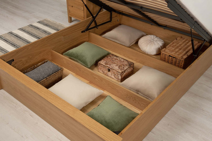 Wimbledon Solid Natural Oak Ottoman Storage Bed Frame - 5ft King Size - The Oak Bed Store