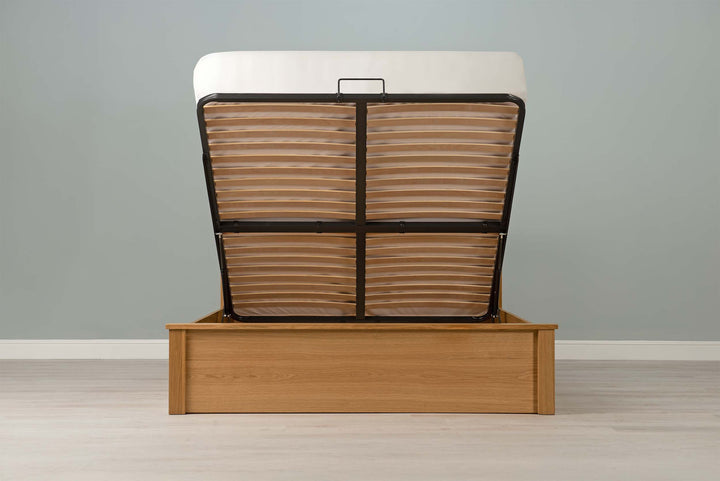 Wimbledon Solid Natural Oak Ottoman Storage Bed Frame - 5ft King Size - The Oak Bed Store