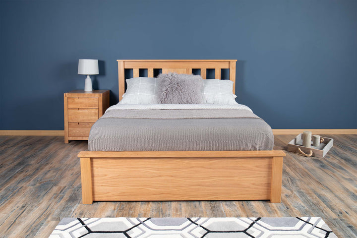 Wimbledon Solid Natural Oak Storage Bed Frame - 4ft6 Double - The Oak Bed Store