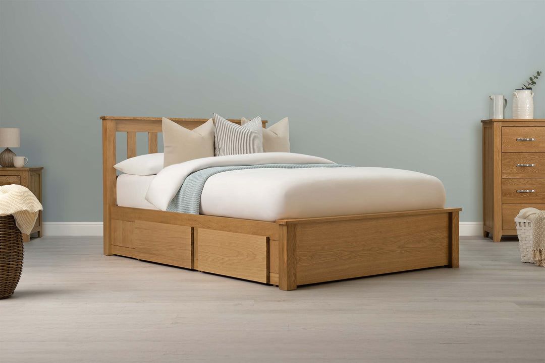 Wimbledon Solid Natural Oak Storage Bed Frame - 5ft King Size - The Oak Bed Store
