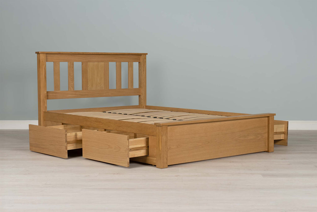 Wimbledon Solid Natural Oak Storage Bed Frame - 5ft King Size - The Oak Bed Store
