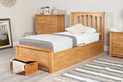 Alexander Medium Oak Ottoman Storage Bed Frame - 3ft Single - The Oak Bed Store