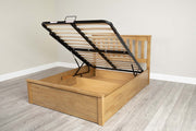 Alexander Medium Oak Ottoman Storage Bed Frame - 6ft Super King - The Oak Bed Store