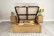 Alexander Medium Oak Ottoman Storage Bed Frame - 6ft Super King - The Oak Bed Store