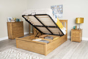 Alexander Medium Oak Ottoman Storage Bed Frame - 6ft Super King - The Oak Bed Store