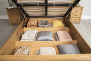 Alexander Medium Oak Ottoman Storage Bed Frame - 6ft Super King - The Oak Bed Store