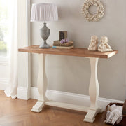 Belair Soft White & Rustic Oak Console Table - The Oak Bed Store