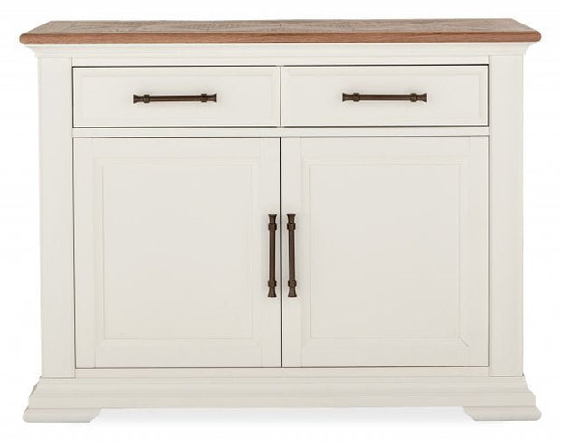Belair Soft White & Rustic Oak Narrow Sideboard - The Oak Bed Store