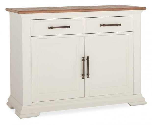 Belair Soft White & Rustic Oak Narrow Sideboard - The Oak Bed Store